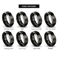 font options for inside engraving on black & gray pager rings