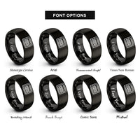 font options for inside engraving on black pager rings
