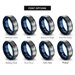 font options for inside engraving on blue & silver paine cuernos rings
