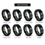 font options for inside engraving on gunmetal & blue paine cuernos rings