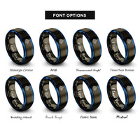 font options for inside engraving on gunmetal & blue paine cuernos rings