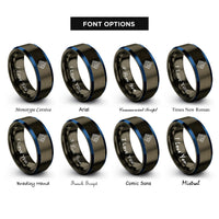 font options for inside engraving on gunmetal & blue paine cuernos rings