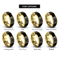 font options for inside engraving on black & gold paint can rings