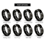 font options for inside engraving on black & gray paint drips rings