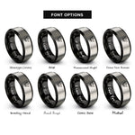font options for inside engraving on black & silver paint drips rings