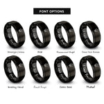font options for inside engraving on black paint drips rings