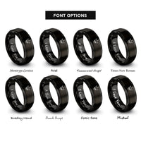 font options for inside engraving on black paint drips rings