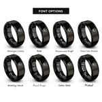 font options for inside engraving on black paint drips rings