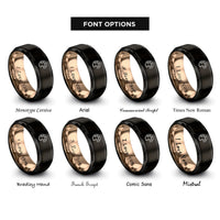 font options for inside engraving on black & rose gold paint palette rings