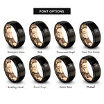 font options for inside engraving on black & rose gold paint palette brush rings