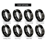 font options for inside engraving on black & silver paint tube rings