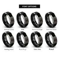 font options for inside engraving on black & silver paint tube rings