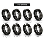 font options for inside engraving on black & grey paintbrush rings