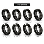 font options for inside engraving on black & silver painter brush rings