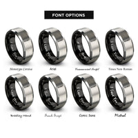 font options for inside engraving on black & grey painter brush rings