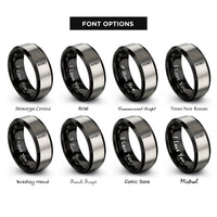 font options for inside engraving on black & gray painter brush rings