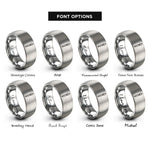 font options for inside engraving on grey painter brush rings
