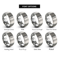 font options for inside engraving on grey painter brush rings