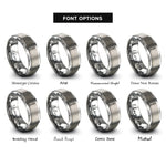 font options for inside engraving on silver painter brush rings