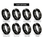 font options for inside engraving on black & gray painter silhouette rings
