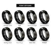font options for inside engraving on black & gray painter silhouette rings