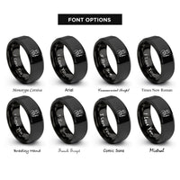 font options for inside engraving on black painter silhouette rings