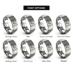 font options for inside engraving on silver painter silhouette rings