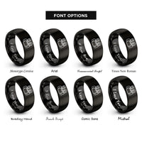 font options for inside engraving on black pair programmers rings
