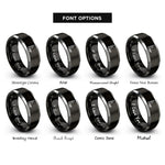 font options for inside engraving on black & silver pallet forks rings