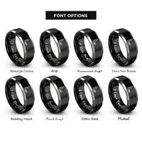 font options for inside engraving on black & silver pallet forks rings