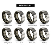 font options for inside engraving on gunmetal & silver pallet forks rings