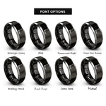 font options for inside engraving on black & gray pallet jack rings