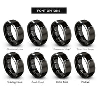 font options for inside engraving on black & gray pallet jack rings