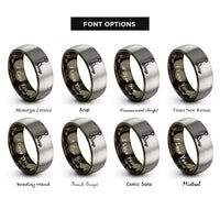 font options for inside engraving on gunmetal & silver pallet jack rings