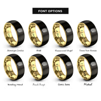 font options for inside engraving on black & gold palm branch rings