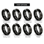 font options for inside engraving on black & grey palm branch rings