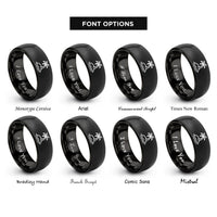 font options for inside engraving on black palm island rings