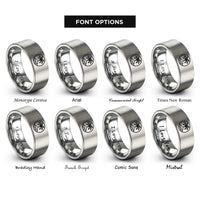 font options for inside engraving on silver palm island stamp rings