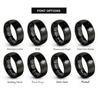 font options for inside engraving on black palm leaf rings