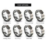 font options for inside engraving on grey palm leaf rings