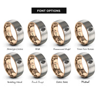 font options for inside engraving on rose gold & silver palm leaf rings