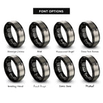font options for inside engraving on black & grey palm tree rings