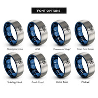 font options for inside engraving on blue & silver palm tree rings