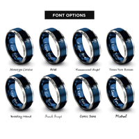 font options for inside engraving on blue & gray palm tree rings
