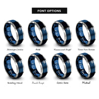 font options for inside engraving on blue & gray palm tree rings