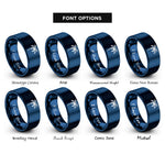 font options for inside engraving on blue palm tree rings