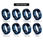 font options for inside engraving on blue palm tree cocktail rings