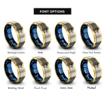 font options for inside engraving on gold & blue & silver palm tree cocktail rings