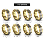 font options for inside engraving on gold & silver palm tree cocktail rings