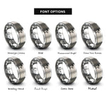 font options for inside engraving on grey palm tree cocktail rings